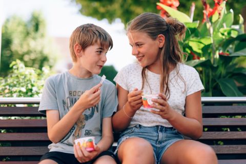 Children eating ice cream in Städtle Vaduz Children eating ice cream in Städtle Vaduz